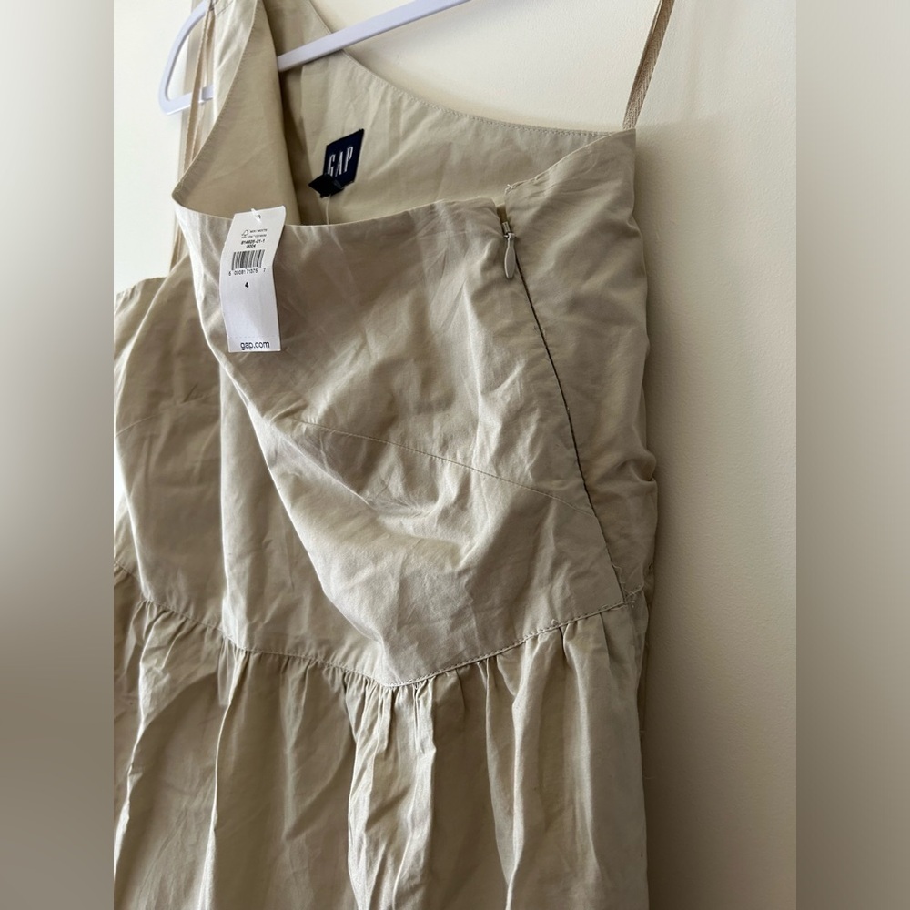 GAP 100% Cotton Beige One-Shoulder Midi Dress Size 4 - Picture 8 of 12